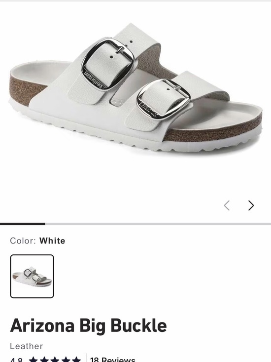 Birkenstock Shoes - Birkenstock Arizona Big Buckle Sandal - White with Silver Buckles